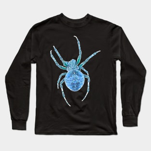 Turquoise Blue Spider Orb-Weaver Watercolor Style Long Sleeve T-Shirt